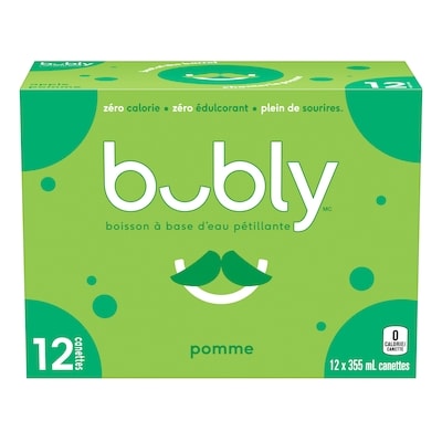 Eau pétillante Bubly D’eau pétillante Pomme 12x355.0 ml, 0,19 $/100ml