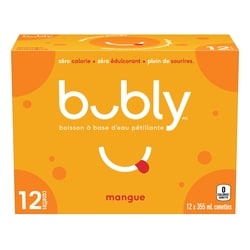 Eau pétillante Bubly Mangue Eau gazeuse 12x355.0 ml, 0,19 $/100ml