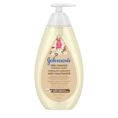Johnsons Skin Nourish Moisture Vanilla Oat Body Wash - Baby Bath Skin Care - Sensitive Skin 600 ml, $1.42/100ml