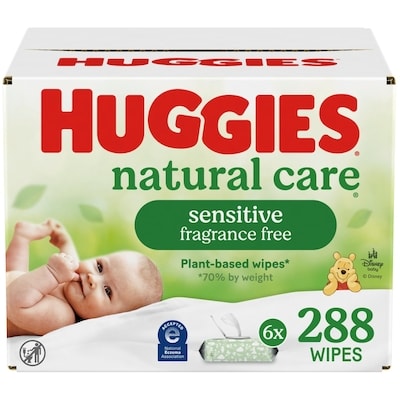 Huggies Baby Wipes, Natural Care Sensitive, UNSCENTED, 6 Flip Lid Packs, 288 Wipes 288 ea, $0.06/1ea