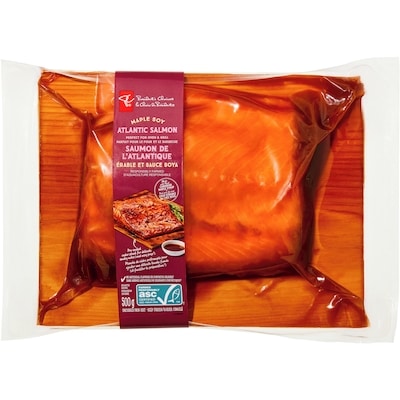 President's Choice Maple Soy Cedar Plank Atlantic Salmon 500 g, $4.00/100g