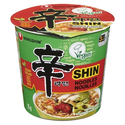 Nong Shim Noodles With Soup Mix Shin Vegan Gourmet Spicy 75 g, $2.65/100g