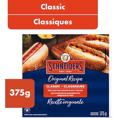 Schneiders Classic Hot Dogs 375 g, $1.86/100g