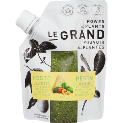 Le Grand Classic A Rich Blend Of Fresh Basil, 4 Nuts & Romano Cheese Pesto 170 g, $3.82/100g