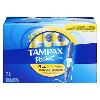 Tampax Pocket Pearl Tampons Regular Absorbency, 32 Tampons 32 ea, $0.44/1ea