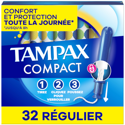 Tampax Tampons Pearl compacts, avec tresse anti-fuites LeakGuard et applicateur extensible, 04-03-2025, 18-01-2025 u 32 ea, 0,44 $/1ch