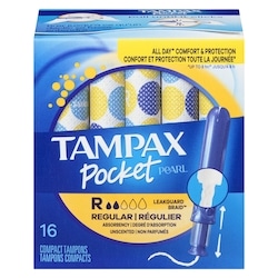 Pocket Pearl Tampons, with LeakGuard Braid, Regular Absorbency, Unscented, 16 Count