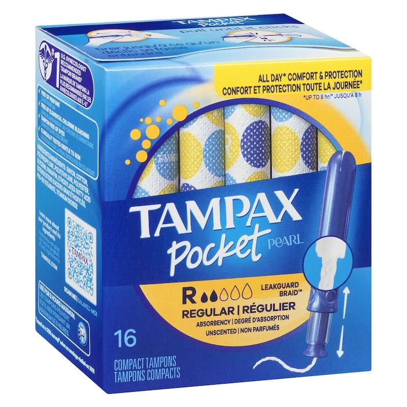 Pocket Pearl Tampons, with LeakGuard Braid, Regular Absorbency, Unscented, 16 Count