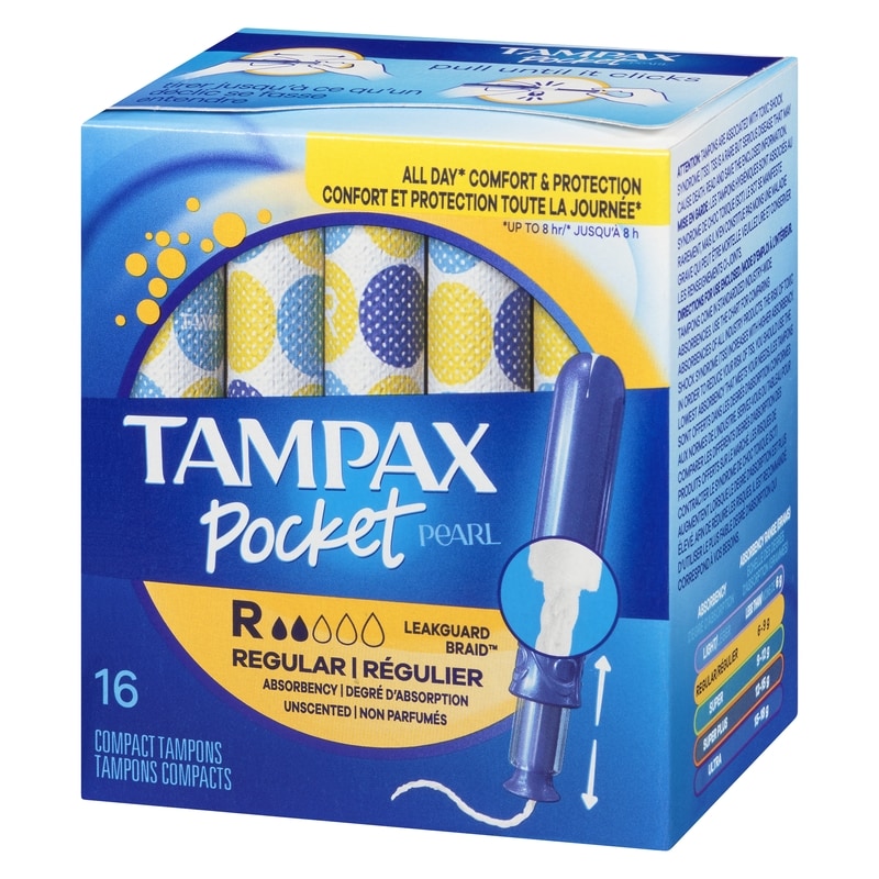 Pocket Pearl Tampons, with LeakGuard Braid, Regular Absorbency, Unscented, 16 Count