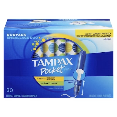 Tampax Tampons Pocket Pearl absorption régulière et super, 30 tampons 30 ea, 0,40 $/1ch