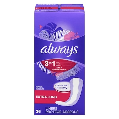 Always Xtra Protection 3-in-1 Daily Liners for Women, Extra Long Length, Scented, 36 Count 36 ea, $0.19/1ea