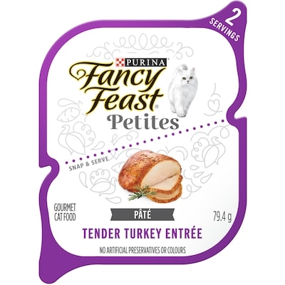 Purina Fancy Feast Petites Pâté Tender Turkey Entrée, Wet Cat Food 79.4 g, $1.88/100g