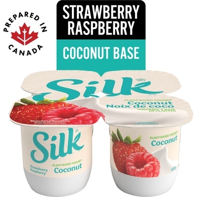 Silk Plant Based Dairy Free Coconut Yogurt, Strawberry Raspberry Flavour, 4 pack 100 g, $4.99/100g