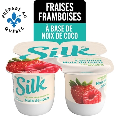 Silk Yogourt végétal à la noix de coco, Fraises Framboises, emballage de 4 100 g, 4,99 $/100g