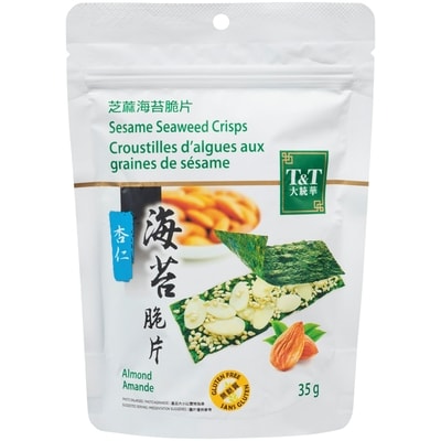 T&T Croustilles d'algues aux graines de sésame amande 35 g, 5,71 $/100g