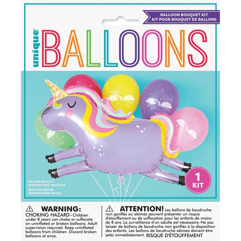 41 1/4" Giant Unicorn Foil Balloon with 5 12" Latex Balloons