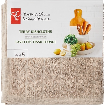 President's Choice Terry Dishcloths, 100% cotton, Set of 5 1 ea, $10.00/1ea