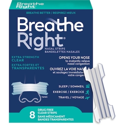 Breathe Right Bandelettes nasales extra transparent 8 ea, 1,25 $/1ch