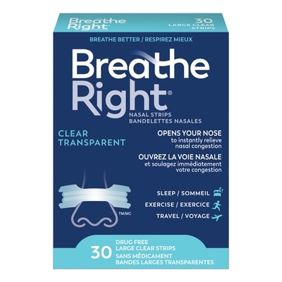 Breathe Right Nasal Strips, Regular Strength Large Clear 30 ea, $0.77/1ea