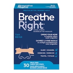 Breathe Right Grandes bandelettes nasales Beige 30 ea, 0,72 $/1ch