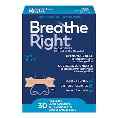 Breathe Right Grandes bandelettes nasales Beige 30 ea, 0,73 $/1ch
