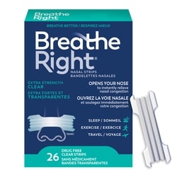 Breathe Right Bandelettes nasales Transparentes, extra fortes 26 ea, 0,77 $/1ch