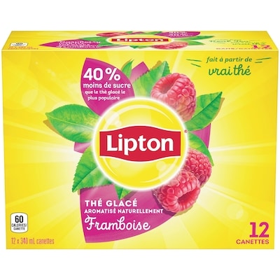 Lipton Thé glacé framboise, 12 canettes 12x340.0 ml, 0,17 $/100ml