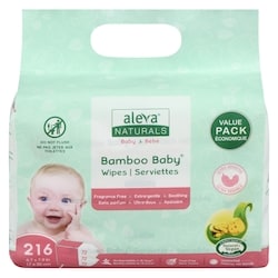 Aleva Naturals BAMBOO BABY SERVIETTES 216 ea, 0,07 $/1ch