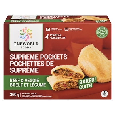 One World Halal Beef & Veggie Supreme Pockets 360 g, $1.94/100g