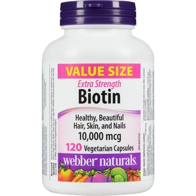 Webber Naturals Extra Strength 10,000 Mcg Value Size Biotin 120 ea, $0.13/1ea