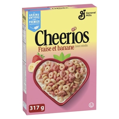 General Mills Cheerios à la Fraise et à la Banane, Céréales à Base de Grains Entiers 317 g, 0,95 $/100g