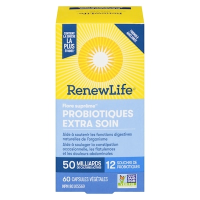 Renew Life Supplément de probiotiques Flore suprêmeMC Extra, 50 milliards de cultures actives, 60 capsules 60 ea, 1,40 $/1ch