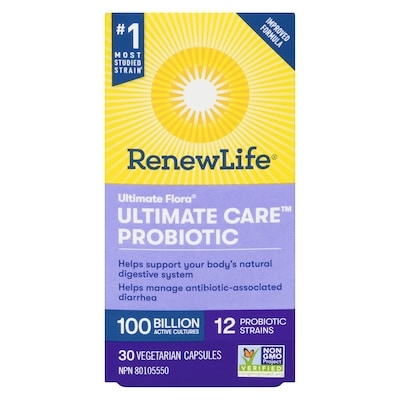Ultimate Flora Ultimate Care Probiotic, 100 Billion Active Cultures, 30 Vegetarian capsules