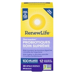 Renew Life Supplément de probiotiques Flore suprêmeMC Soin suprême, 100 milliards de cultures actives, 30 capsules 30 ea, 2,00 $/1ch