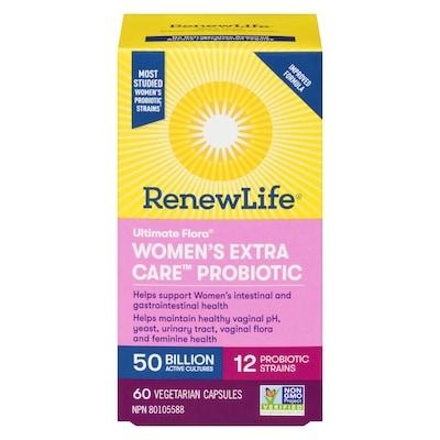 Renew Life Ultimate Flora Women's Extra Care Probiotic, 50 Billion Active Cultures, 60 Vegetarian capsules 60 ea, $1.22/1ea