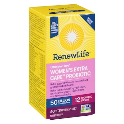 Ultimate Flora Women's Extra Care Probiotic, 50 Billion Active Cultures, 60 Vegetarian capsules