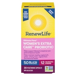 Ultimate Flora Women's Extra Care Probiotic, 50 Billion Active Cultures, 30 Vegetarian capsules