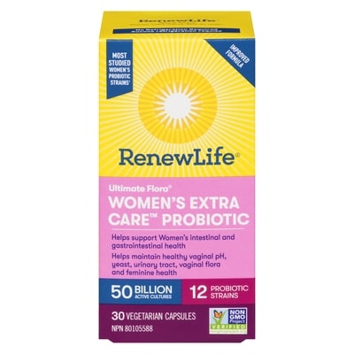 Renew Life Ultimate Flora Women's Extra Care Probiotic, 50 Billion Active Cultures, 30 Vegetarian capsules 30 ea, $1.67/1ea