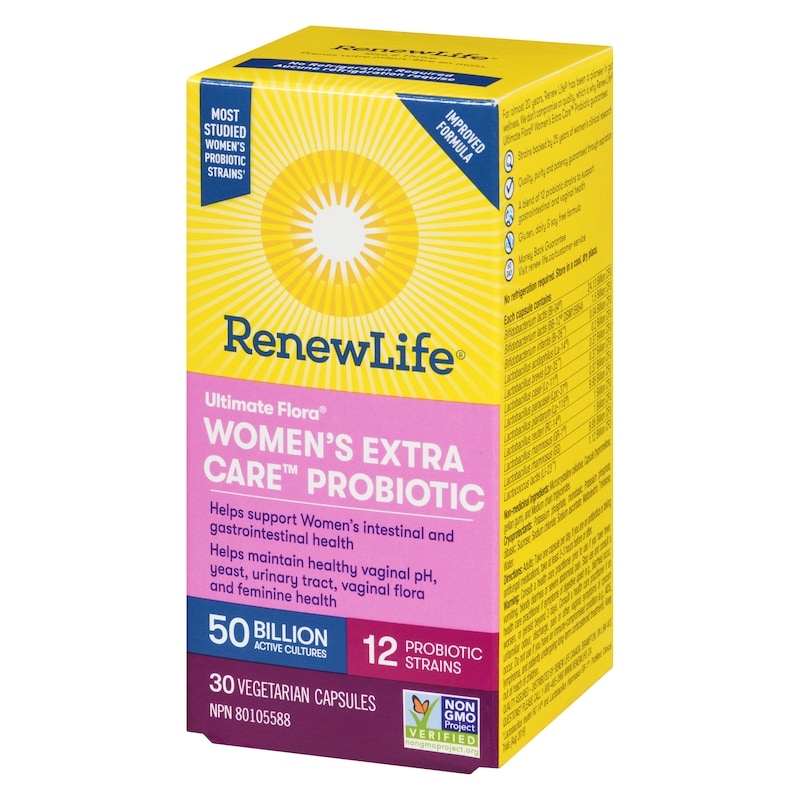Ultimate Flora Women's Extra Care Probiotic, 50 Billion Active Cultures, 30 Vegetarian capsules