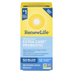 Renew Life Ultimate Flora Extra Care Probiotic, 50 Billion Active Cultures, 30  Vegetarian capsules 30 ea, $1.60/1ea