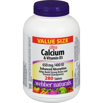 Webber Naturals Calcium & Vitamin D3 Ultra 650 Mg/400 Iu Value Size 280 ea, $0.06/1ea
