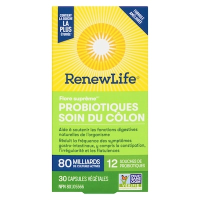 Supplément de probiotiques Flore suprêmeMC Soin du côlon, 80 milliards de cultures actives, 30 capsules