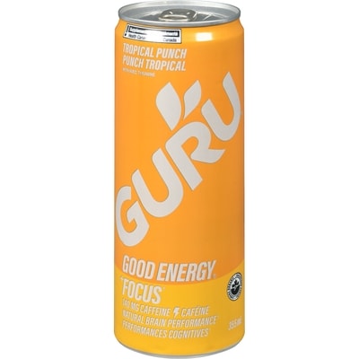 Guru Boisson énergisante biologique Guayusa 355 ml, 0,85 $/100ml