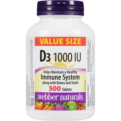 Webber Naturals 1000 Iu Value Size D3 500 ea, $0.03/1ea