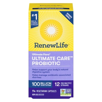 Renew Life Ultimate Flora Ultimate Care Probiotic, 100 Billion Active Cultures, 14 Vegetarian capsules 14 ea, $2.57/1ea