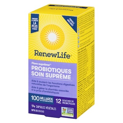 Supplément de probiotiques Flore suprêmeMC Soin suprême, 100 milliards de cultures actives, 14 capsules