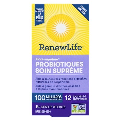 Supplément de probiotiques Flore suprêmeMC Soin suprême, 100 milliards de cultures actives, 14 capsules