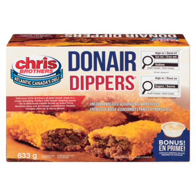 Chris Brothers Donair Dippers Uncooked Breaded Seasoned Beef Cutlettes 633 g, $2.21/100g