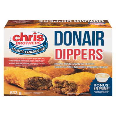 Chris Brothers Escalopettes Panées Avec Du Boeuf Assaisonné Et Non Cuit Donair Dippers  633 g, 2,21 $/100g