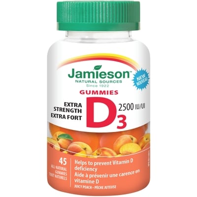 Jamieson Gummies extra fort D3 2500UI 45 ea, 0,32 $/1ch